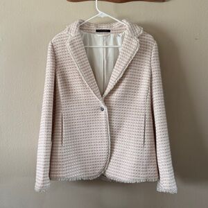 Elie Tahari Wool Blend Pink and White Tweed One Button Work Blazer size 10